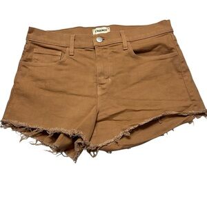 Brown Frayed Hem Women Shorts L Agence Size 27